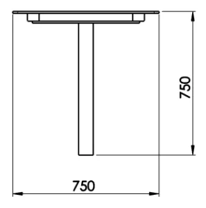 Dimensions de la table Tabia HPL vue de coté
