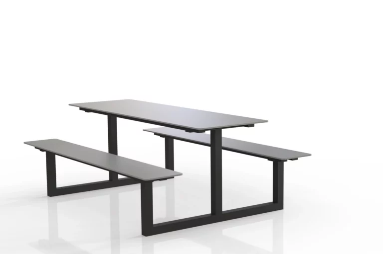 Table-banc extérieur Tibia HPL anthracite pour parc et zone publique