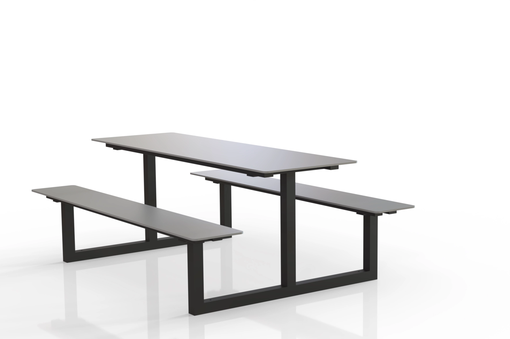 Table-banc extérieur Tibia HPL anthracite pour parc et zone publique
