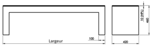Schéma et dimensions du banc Massivum HPL