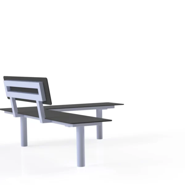 Banc d’angle Tabia HPL sans dossier avec assise en HPL et pieds en acier