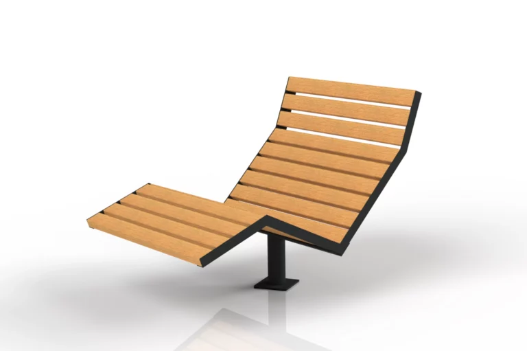 Banc lounge Silentia pivotant avec structure acier et lames en bois