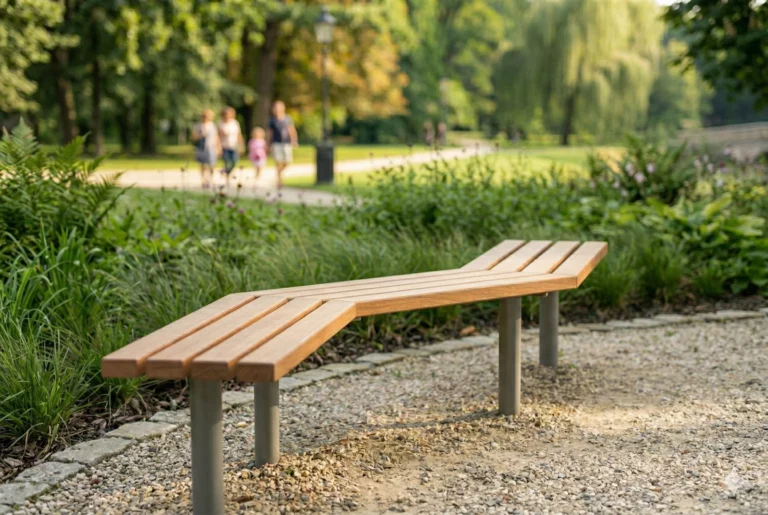 Banc modulaire Tabia avec configuration en angle pour aménagement extérieur