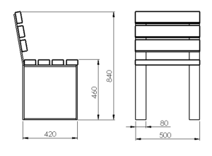 Dimensions du tabouret en bois Nobilis