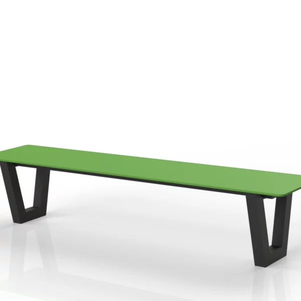 Banc métal et HPL extérieur Frigus avec assise verte