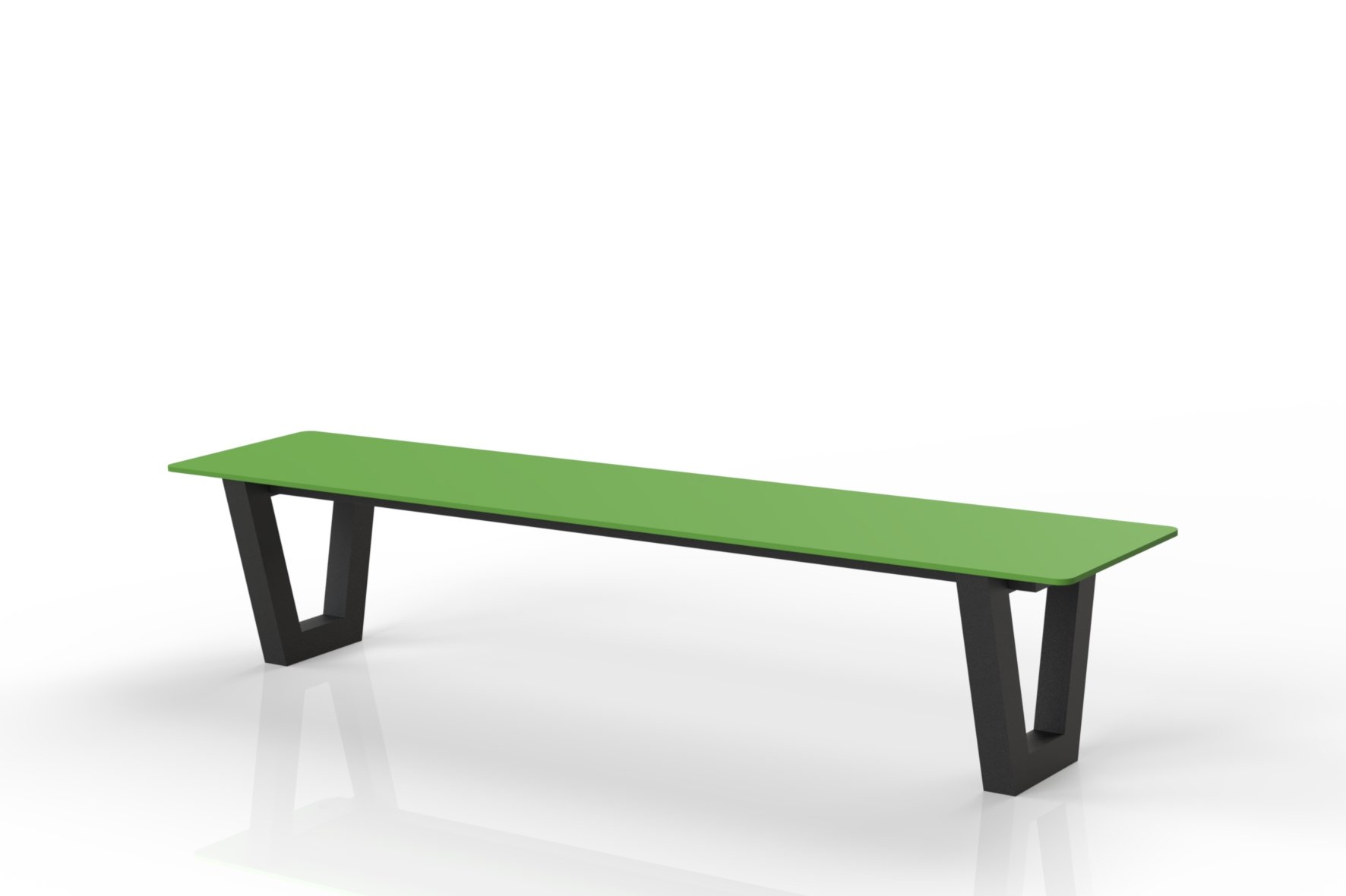 Banc métal et HPL extérieur Frigus avec assise verte
