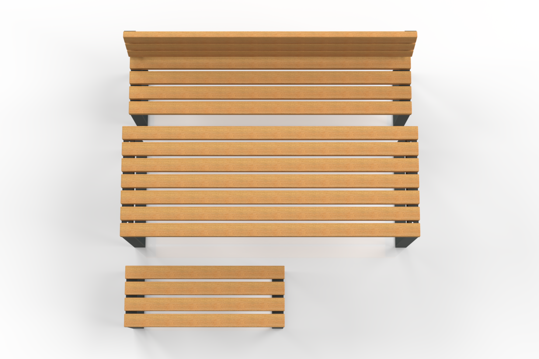 Table en bois et métal Nobilis avec différentes configurations de bancs, accessible aux chaises roulantes