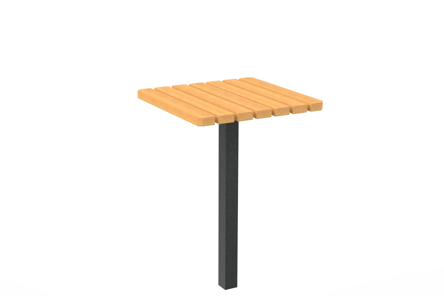 Table haute extérieure Tabia en bois avec plateau carré et pied en acier