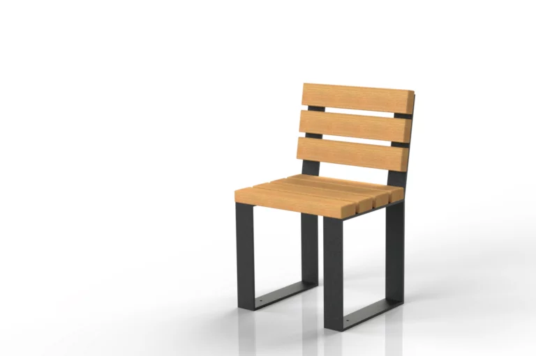 Tabouret en bois avec dossier Nobilis et structure en acier anthracite