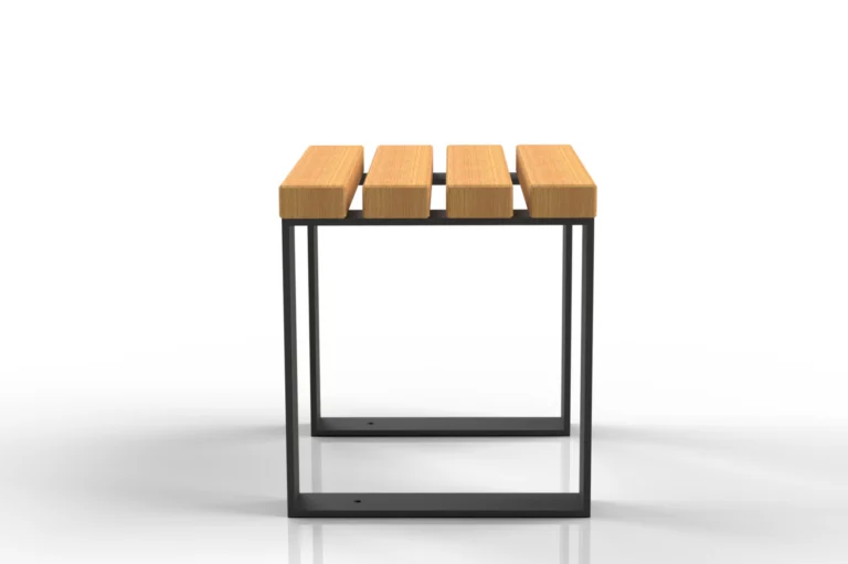 Tabouret bois et noir Nobilis avec assise en bois et structure en acier