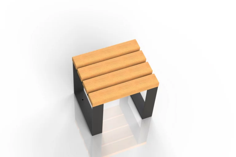 Tabouret en bois Nobilis avec structure en métal pour extérieur