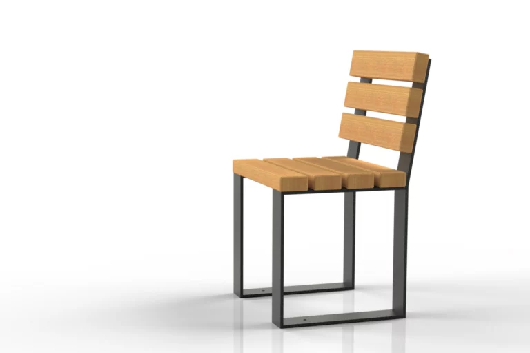 Tabouret avec dossier Nobilis en bois et métal pour extérieur