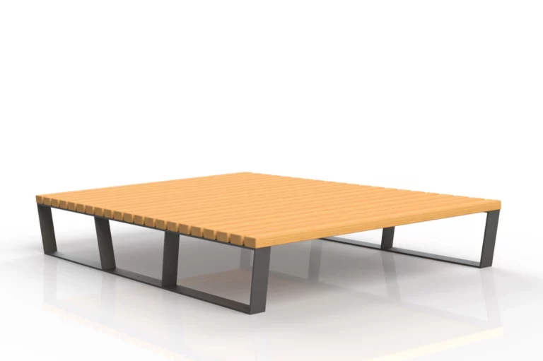 Banquette en bois Nobilis avec grande assise et dossiers sur structure métallique