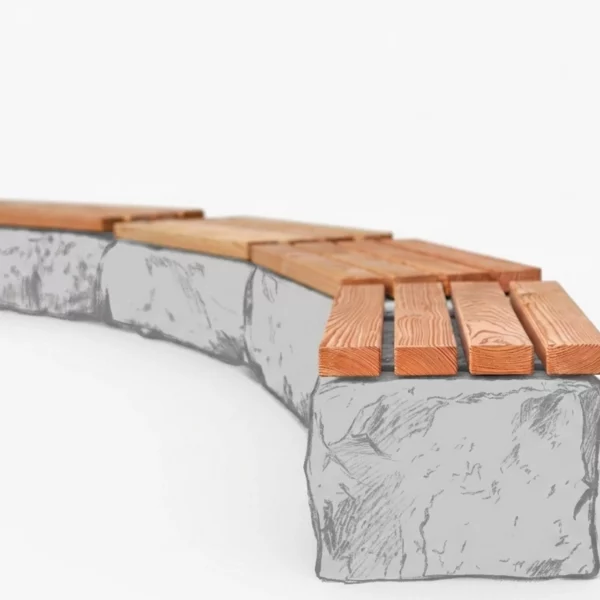 Sitzauflage für Mauern aus Holz