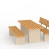 Urbaner Tisch Rota mit Holzauflagen und massivem Betonunterbau für moderne Städte und Parks