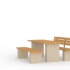 Sitzgruppe aus Holz und massivem Beton im Park – barrierefreies Stadtmöbel für moderne Außenräume