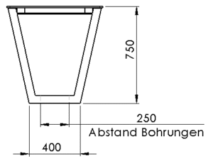 Skizze Tisch Frigus HPL Frontansicht