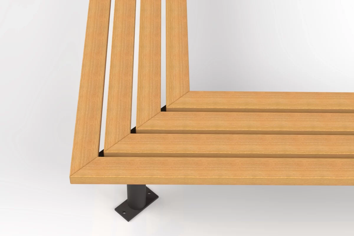 Eckbank Tibia, modulare Konstruktion, flexible Verbindung von Seiten für individuelle Winkel