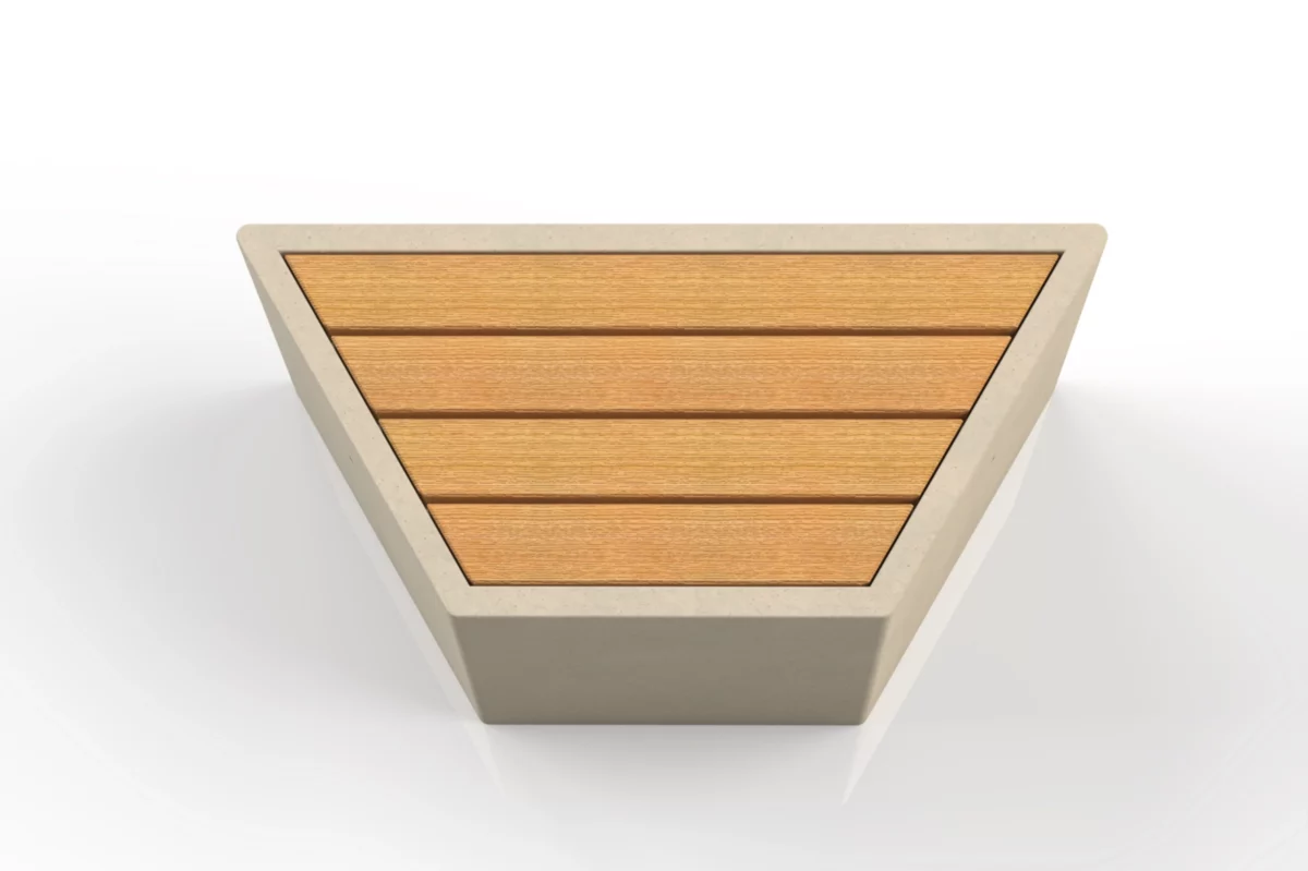 Betonblock Trapez mit integrierter Holzsitzfläche