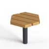 Eckiger Hocker Tibia mit Holzsitzfläche und Stahlgestell