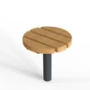 Runder Hocker Tibia mit Holzsitzfläche und Stahlgestell für den Außenbereich