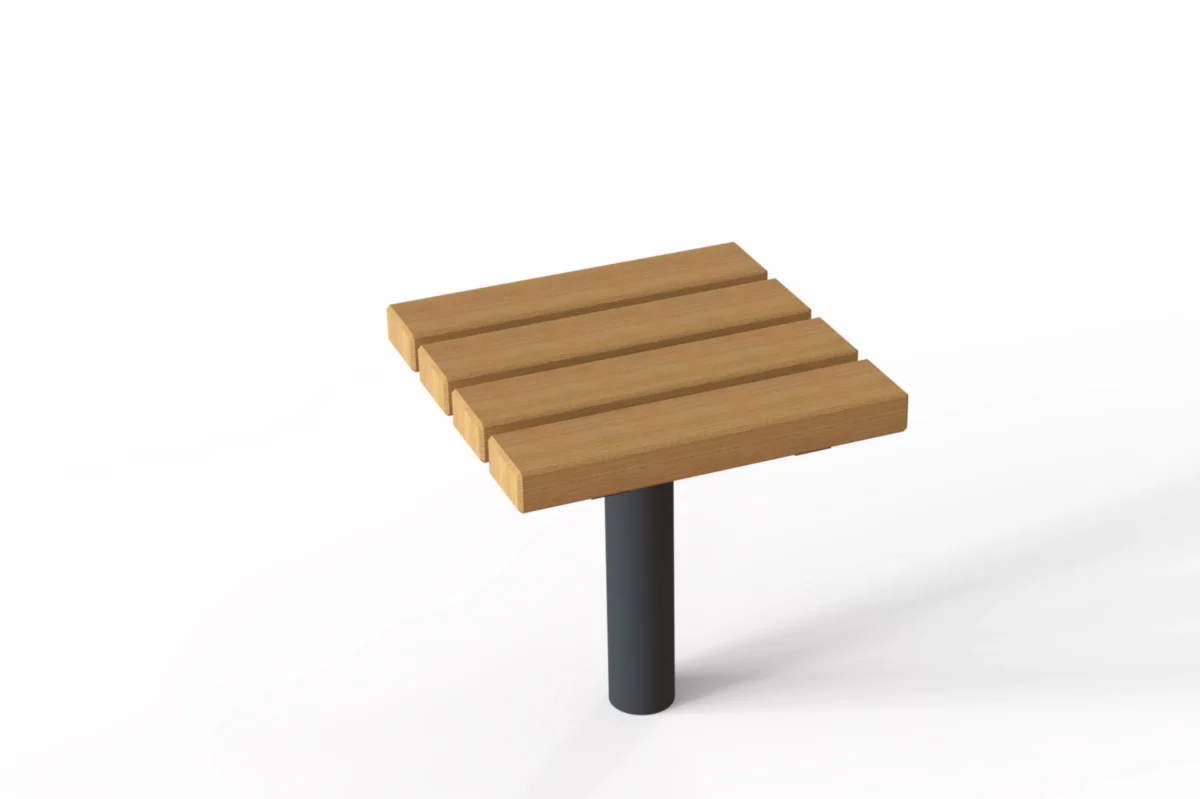 Detailansicht der Holzauflage des Hocker Tibia