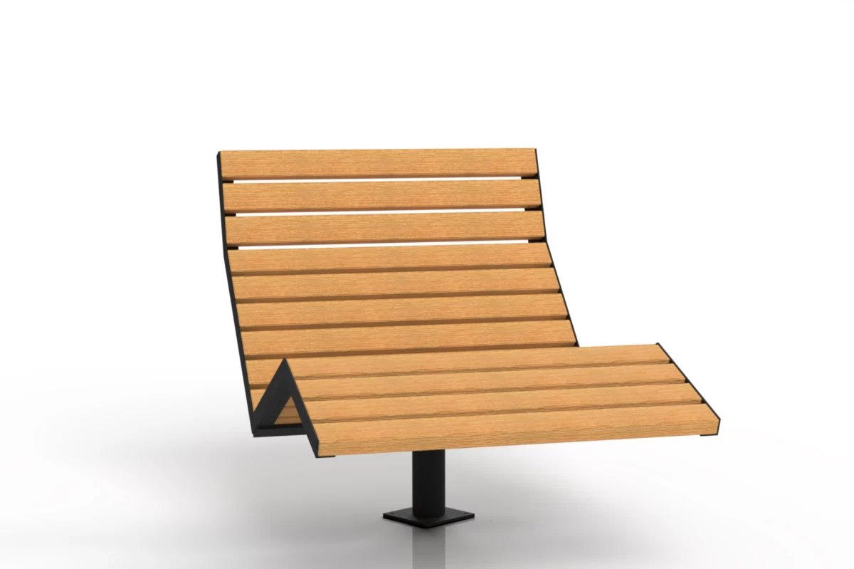 Drehbare Liegebank Silentia aus Holz und Stahl für Außenbereiche