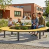 Runde Sitzbank Tibia HPL mit Stahlgestell