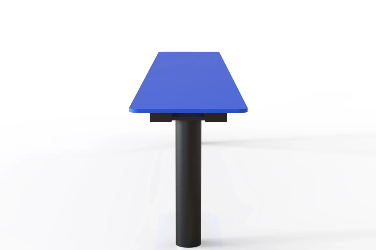 Sitzbank Tibia HPL in Blau als modernes Stadtmobiliar