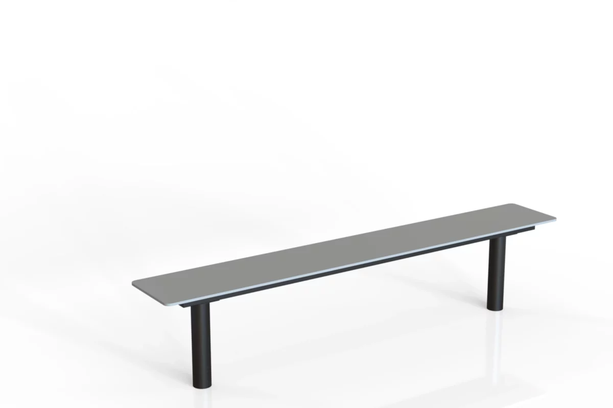 Moderne Parkbank Tibia HPL in Grau für Stadt und Parkanlagen