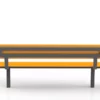 Moderne Parkbank Tibia aus Stahl mit HPL-Auflage und Lehne