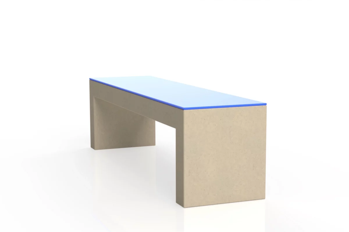 Moderne Beton Sitzbank mit HPL Sitzauflage